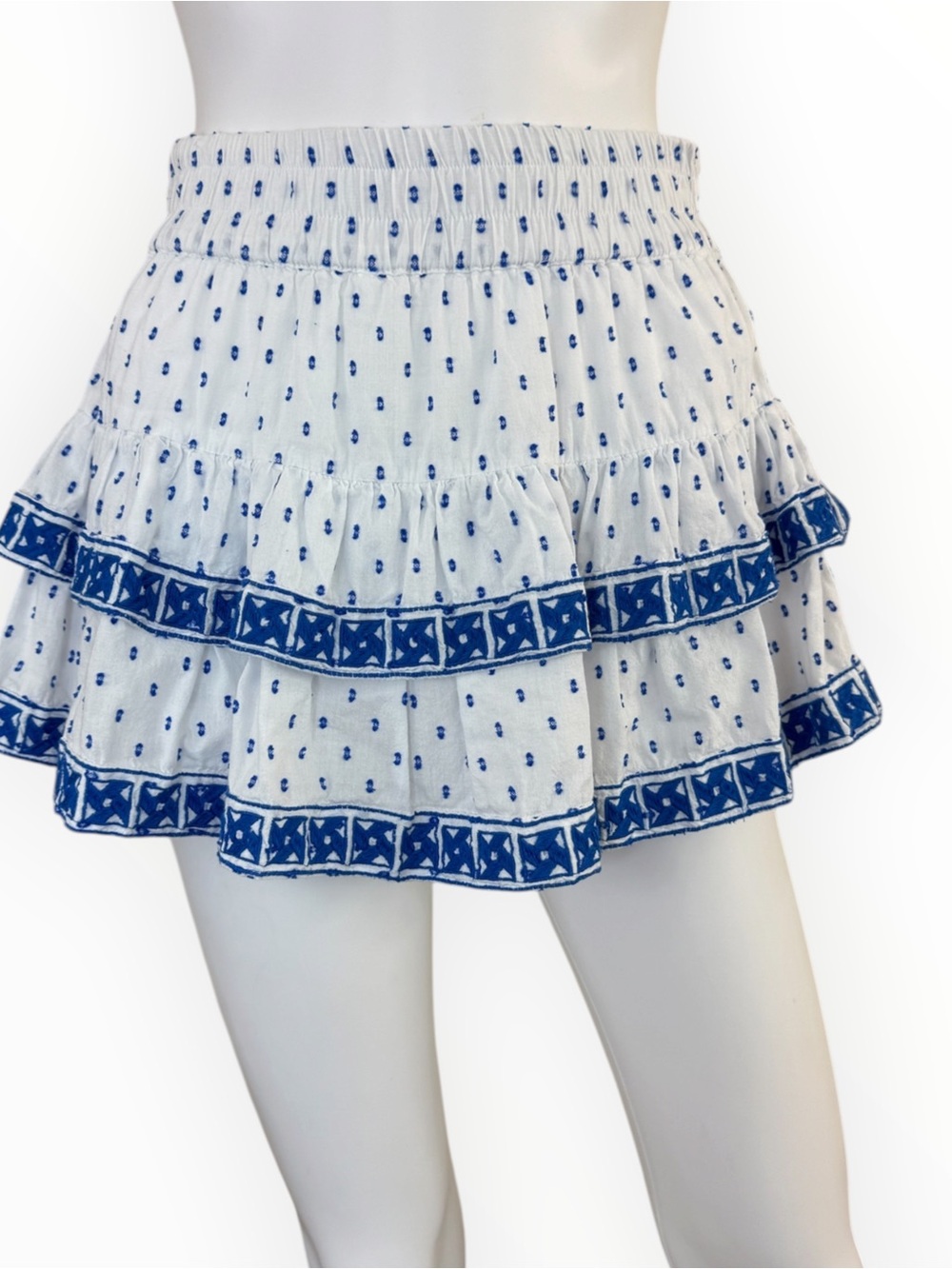 Cake for Dinner Blue Embroidered Tiered Mini Skort Size XS L1022